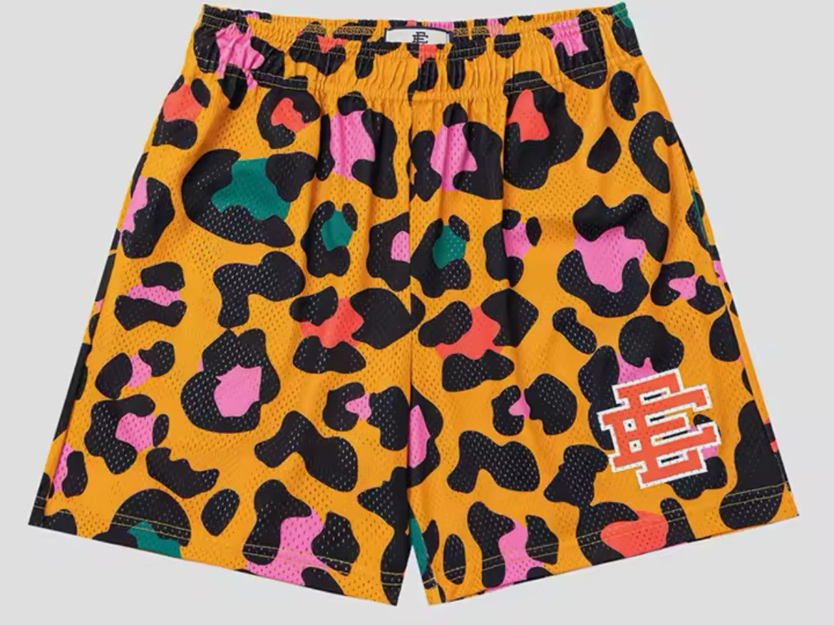 EE Cheetah print mesh shorts