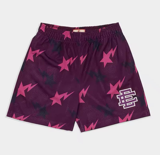 EE Purple Stars mesh shorts