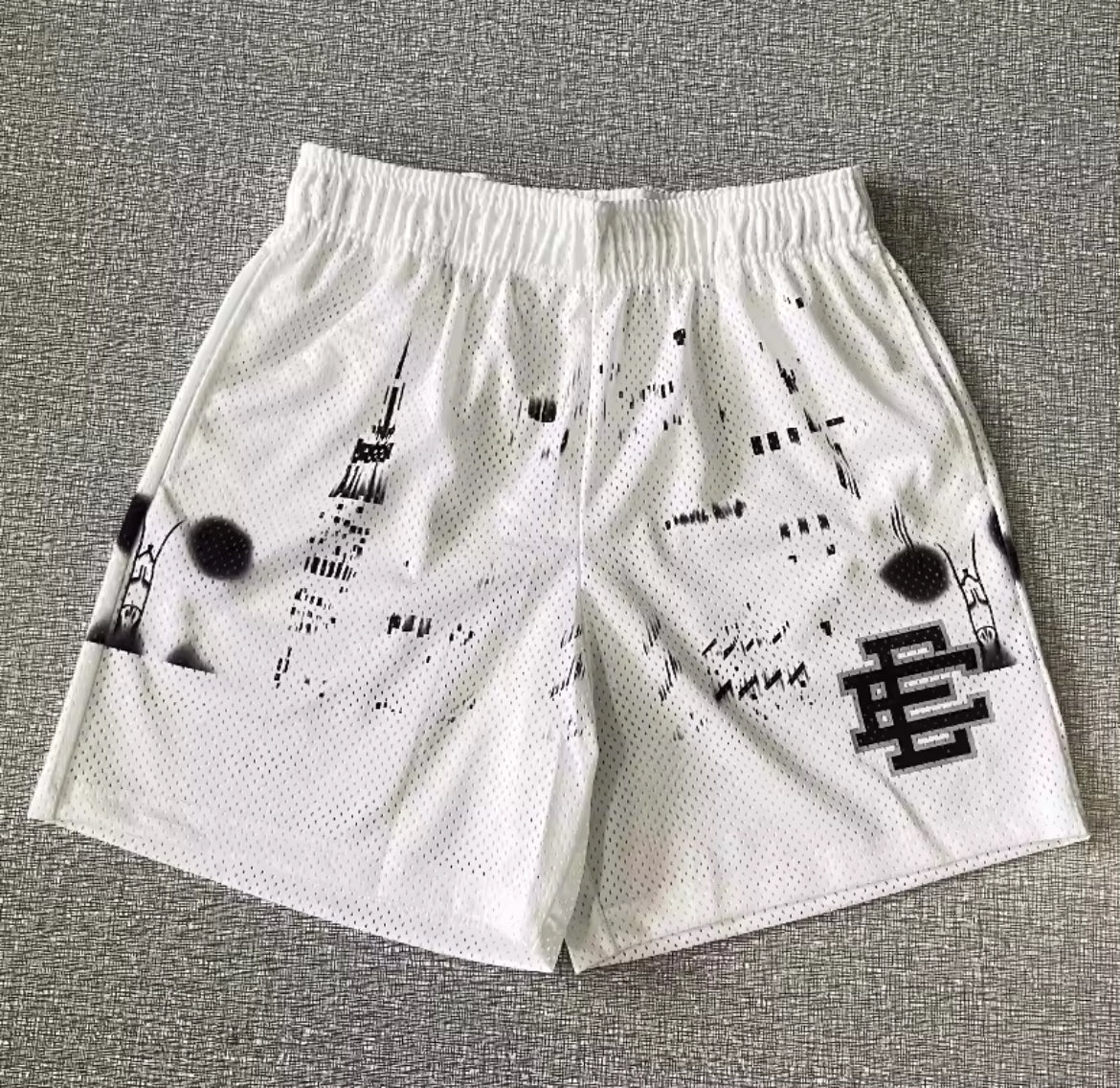 Black,and white city shorts.